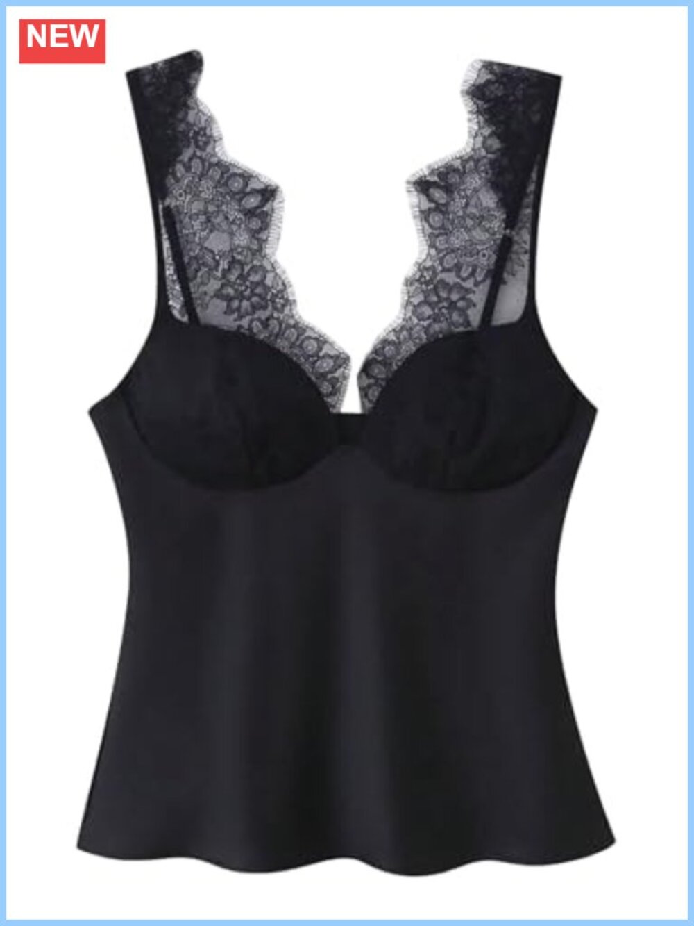 Satin Deep V Tank Top Lace Trim Sleeveless Plunging Y2K Camisole Date Night